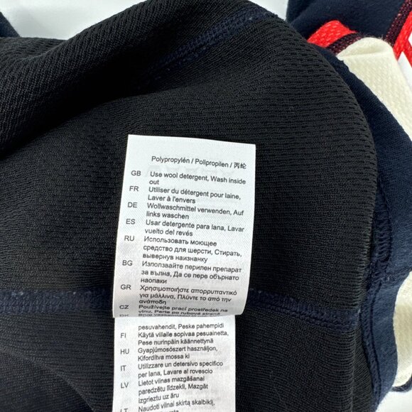 Helly Hansen Wool Blend Ski Half Zip Red Orange Navy Cream XL - Picture 7 of 7